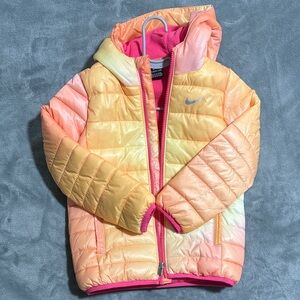 Nike Kids' Orange and Pink Puffer Jacket